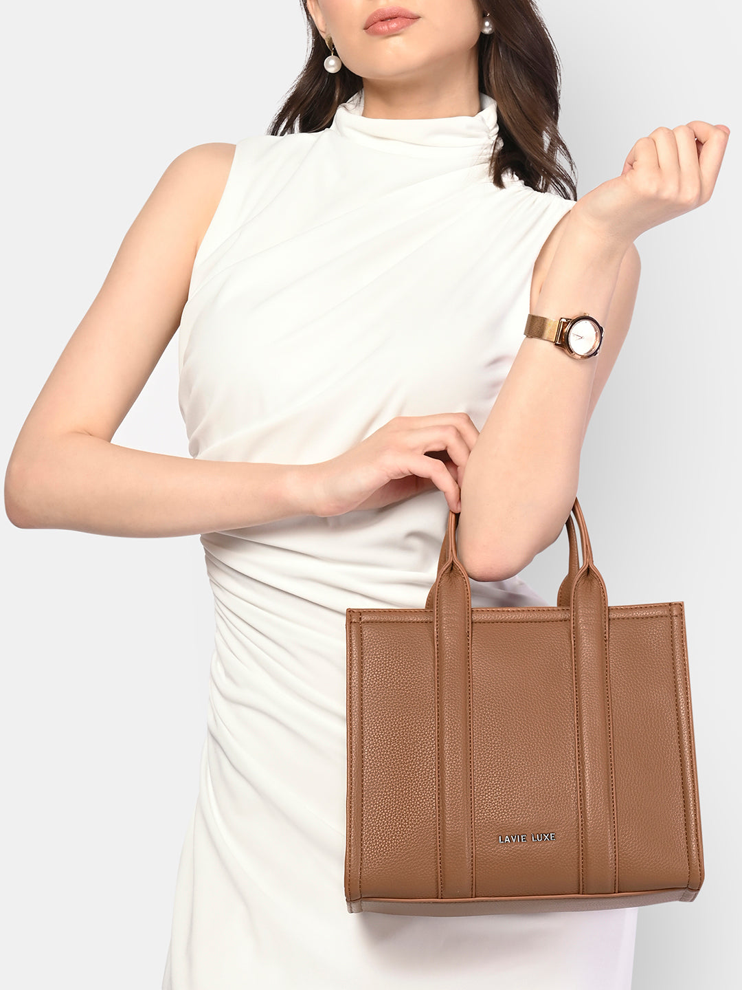 Lavie Luxe Cobs Tan Medium Women's Satchel