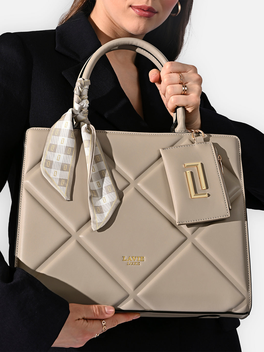 Quare26 Medium Satchel Bag Beige
